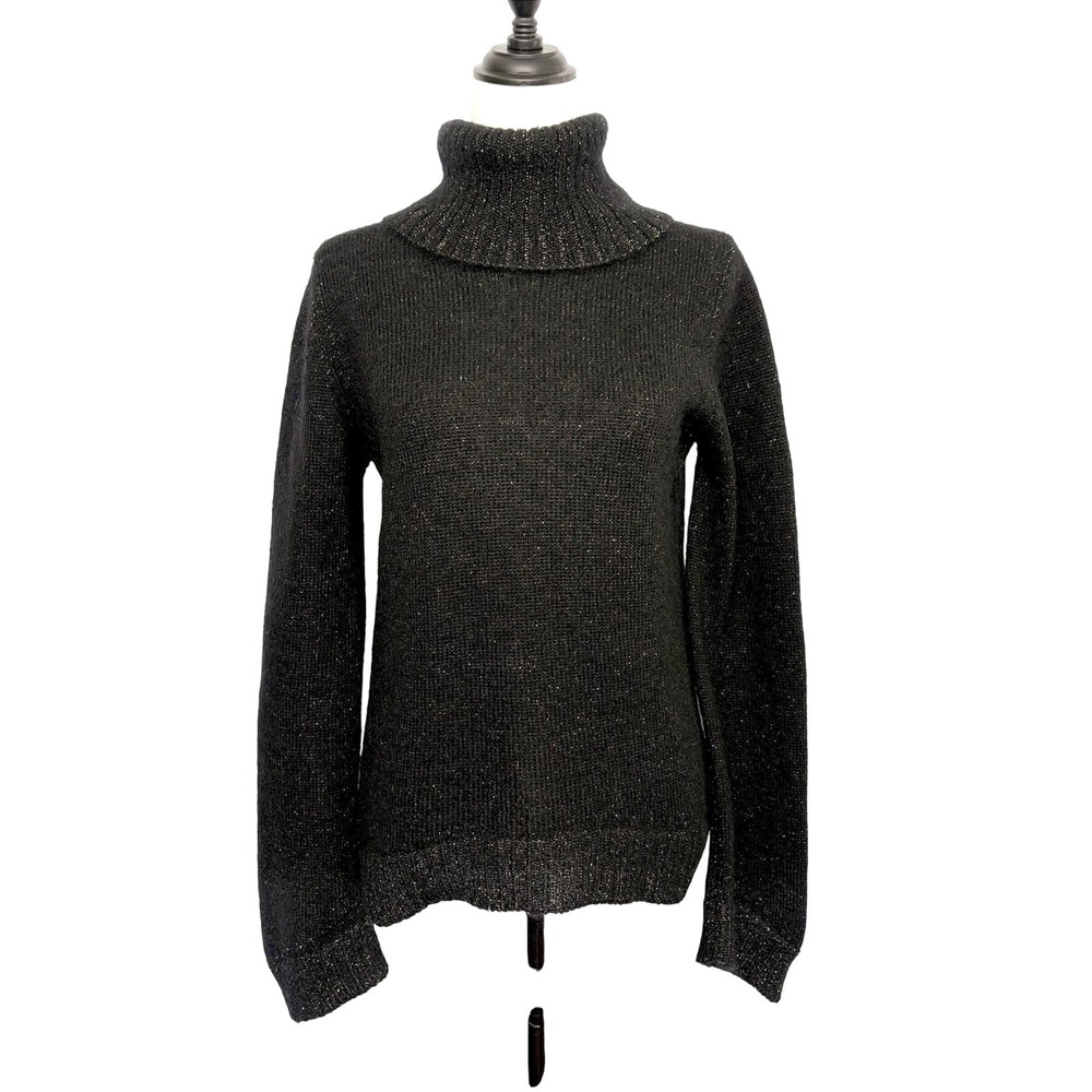 VTG 2004 MARTIN MARGIELA Mohair Jumper Black Metallic Wool Turtleneck Sweater L